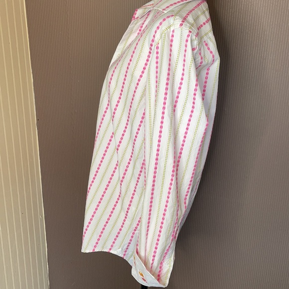 Robert graham long sleeve casual button down shirt size medium pink and yellow - Picture 5 of 12